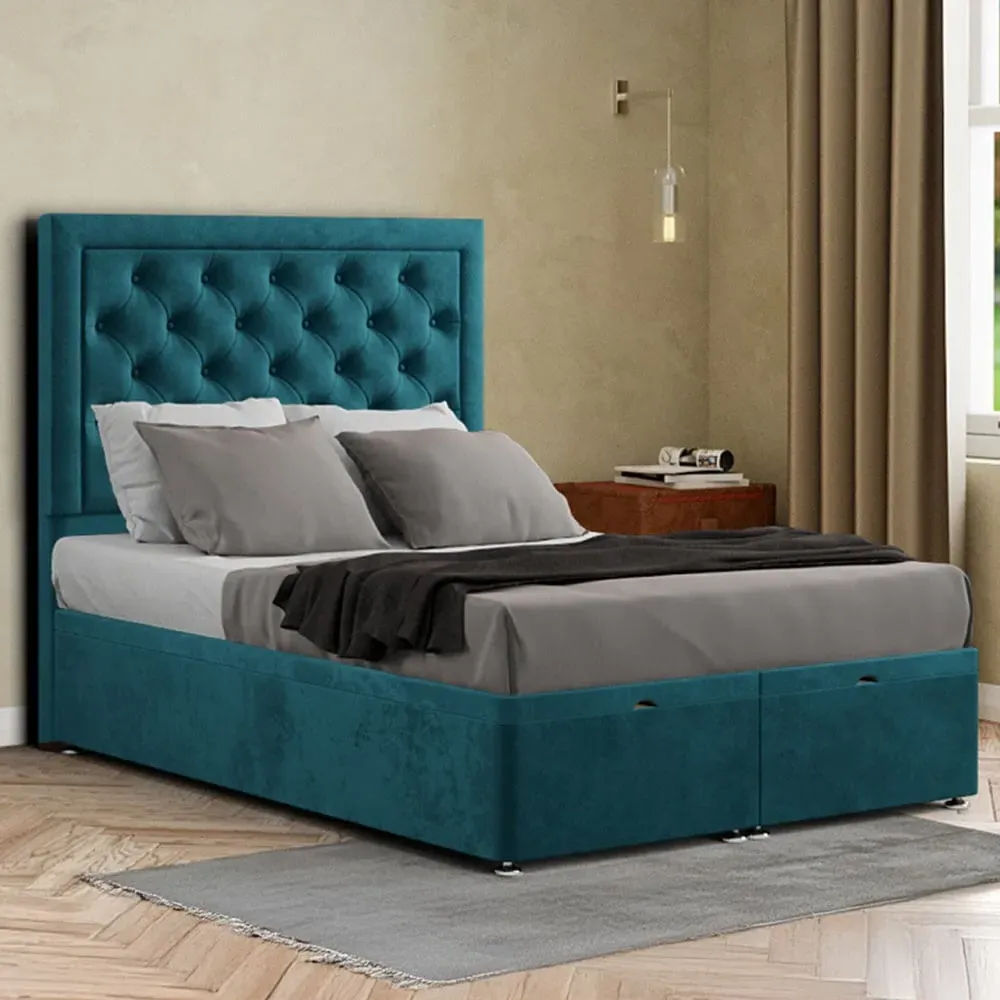 Castle Small Double Ottoman Bed with Storage - Green