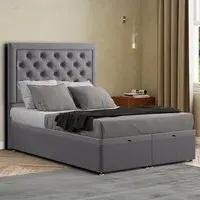 Castle Small Double Ottoman Bed with Storage - Grey, Linen