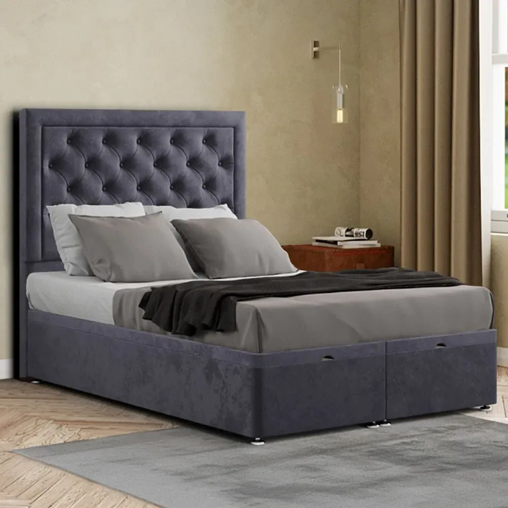 Castle Small Double Ottoman Bed with Storage - Grey