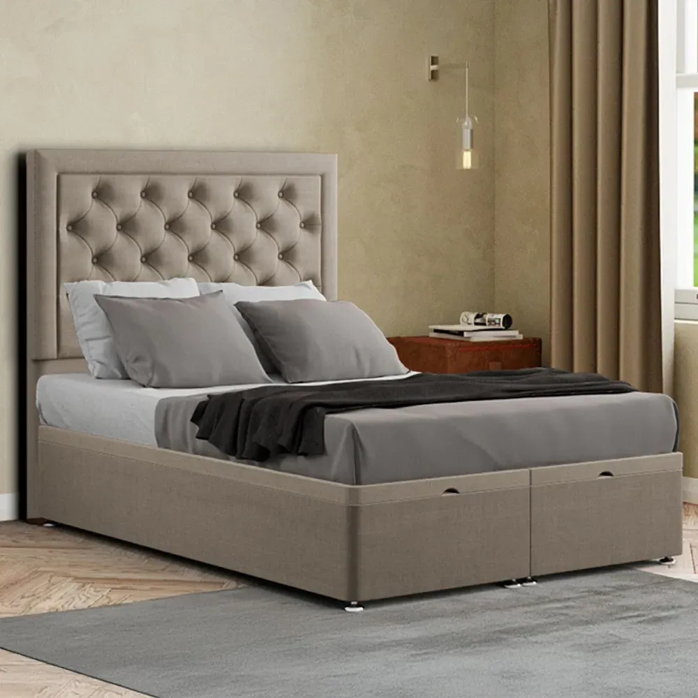 Castle Super King Ottoman Bed with Storage - Beige