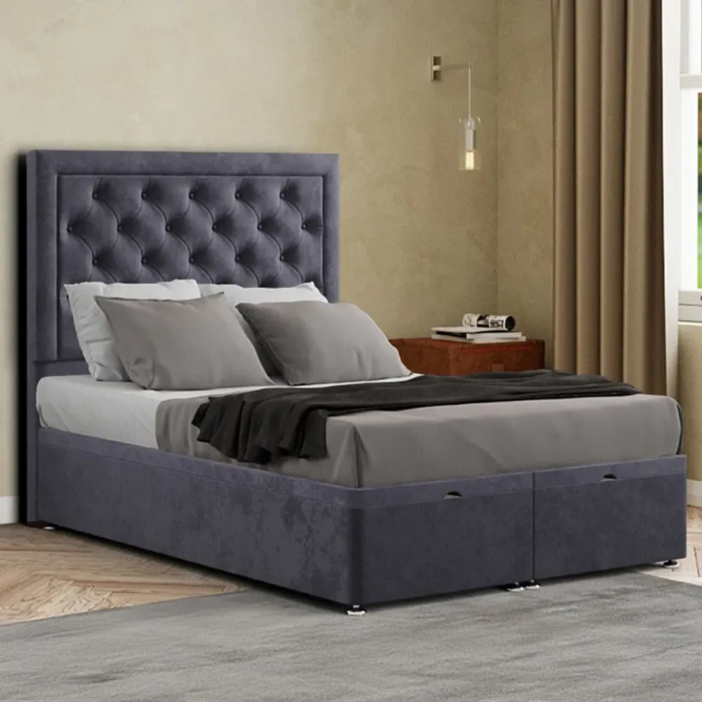 Castle Super King Ottoman Bed with Storage - Grey