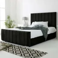 Coraline Double Bed Frame - Black, Velvet