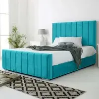 Coraline Double Bed Frame - Blue, Velvet