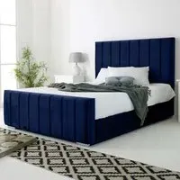 Coraline Double Bed Frame - Blue, Velvet