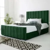 Coraline Double Bed Frame - Green, Velvet
