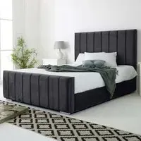 Coraline Double Bed Frame - Grey, Velvet
