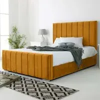 Coraline Double Bed Frame - Orange, Velvet