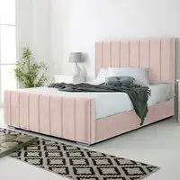 Coraline Double Bed Frame - Pink, Velvet