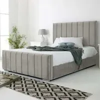 Coraline Double Bed Frame - Silver, Velvet