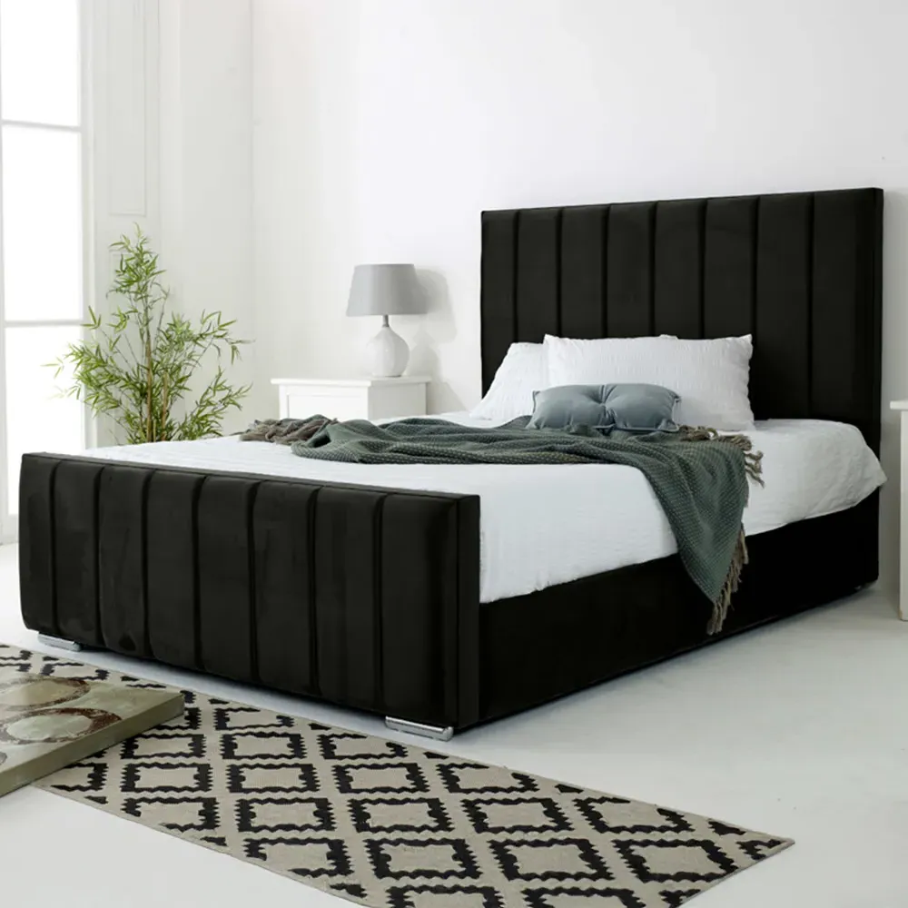 Coraline King Size Bed Frame - Black, Velvet