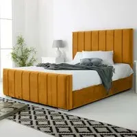 Coraline King Size Bed Frame - Orange, Velvet