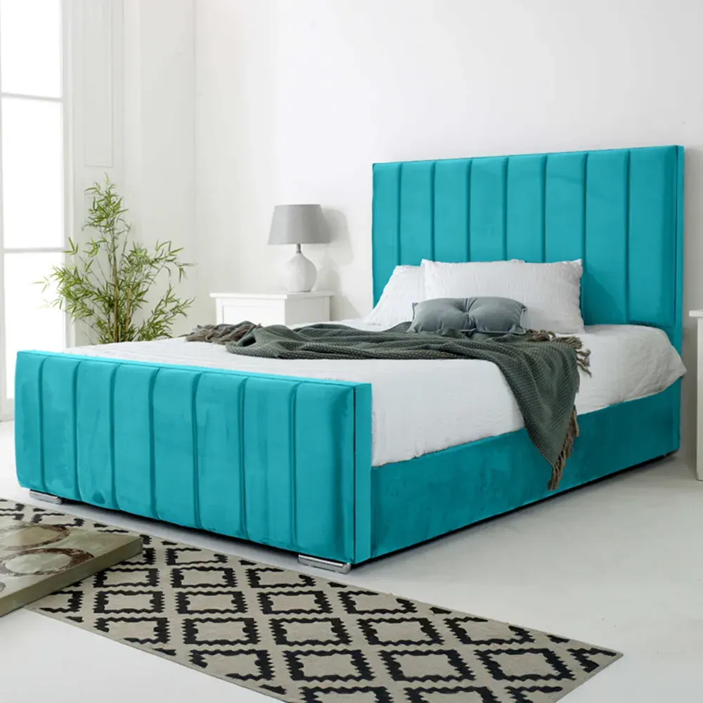 Coraline King Size Bed Frame - Teal, Velvet