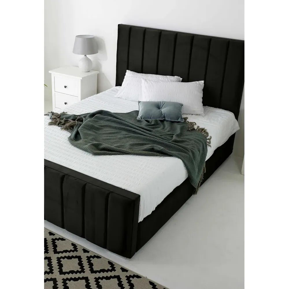 Coraline Single Bed Frame - Black, Velvet