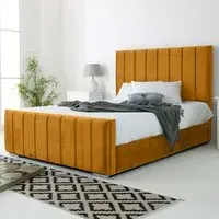 Coraline Single Bed Frame - Orange, Velvet