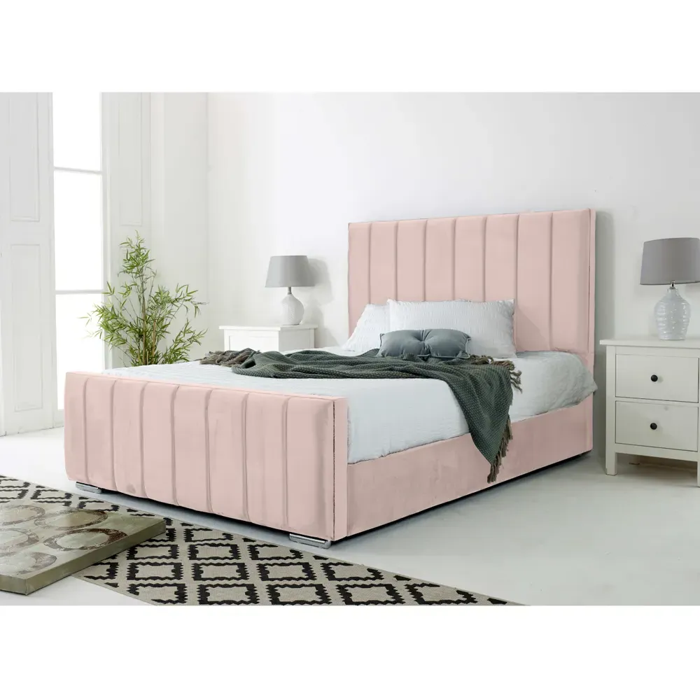 Coraline Single Bed Frame - Pink, Velvet