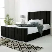 Coraline Small Double Bed Frame - Black, Velvet