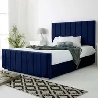 Coraline Small Double Bed Frame - Blue, Velvet