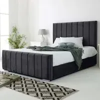 Coraline Small Double Bed Frame - Grey, Velvet