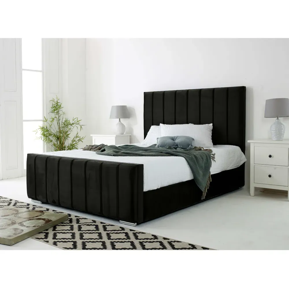 Coraline Super King Size Bed Frame - Black, Velvet