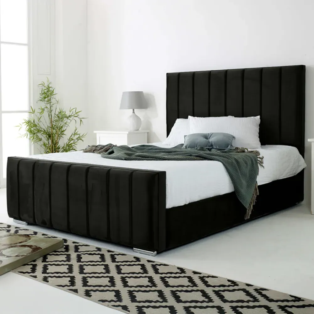 Coraline Super King Size Bed Frame - Black, Velvet