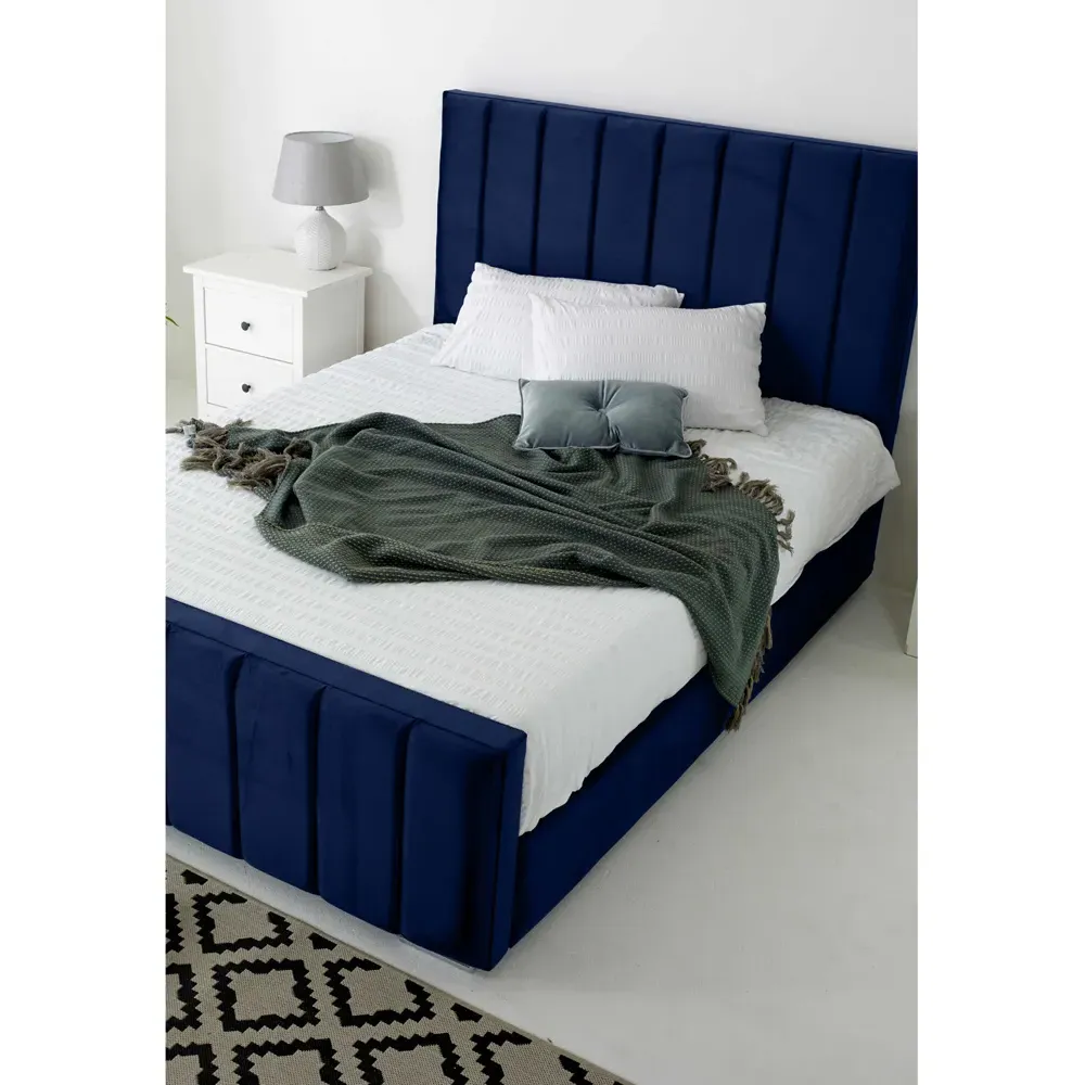 Coraline Super King Size Bed Frame - Blue, Velvet