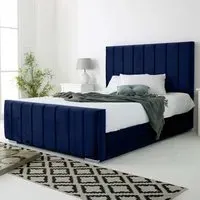 Coraline Super King Size Bed Frame - Blue, Velvet