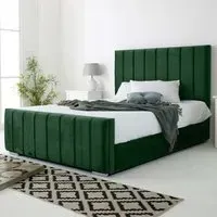 Coraline Super King Size Bed Frame - Green, Velvet