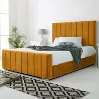 Coraline Super King Size Bed Frame - Orange, Velvet