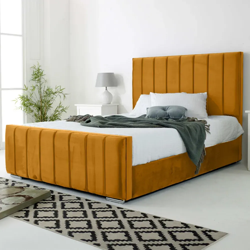 Coraline Super King Size Bed Frame - Orange, Velvet