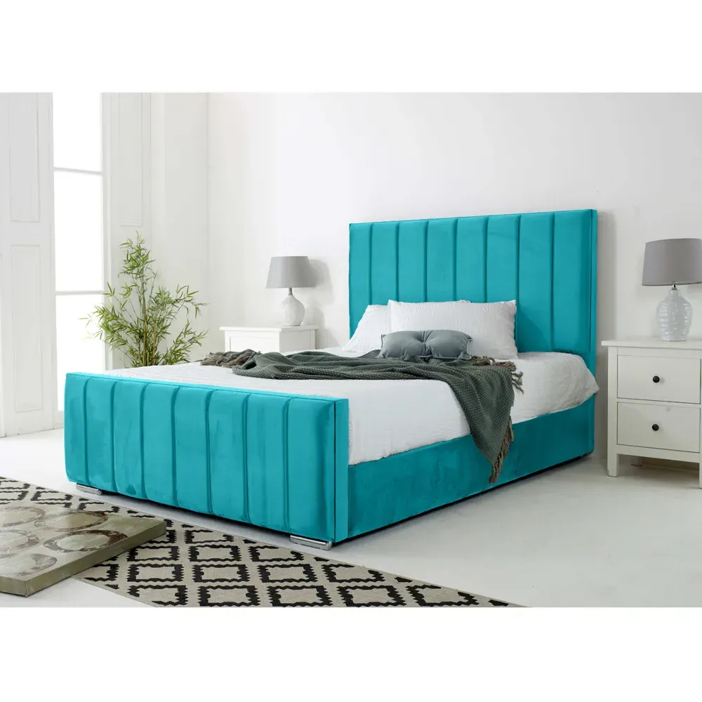 Coraline Super King Size Bed Frame - Teal, Velvet