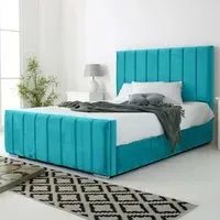 Coraline Super King Size Bed Frame - Teal, Velvet