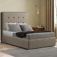 Darlington Double Ottoman Bed with Storage - Cream, Malham Weave
