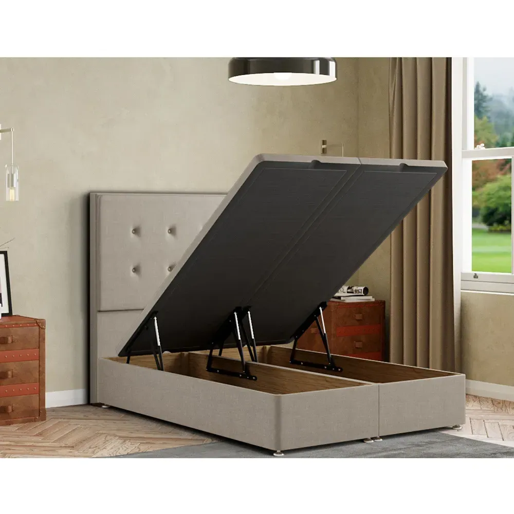 Darlington Double Ottoman Bed with Storage - Cream, Malham Weave
