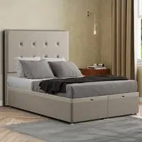 Darlington Double Ottoman Bed with Storage - Cream, Malham Weave