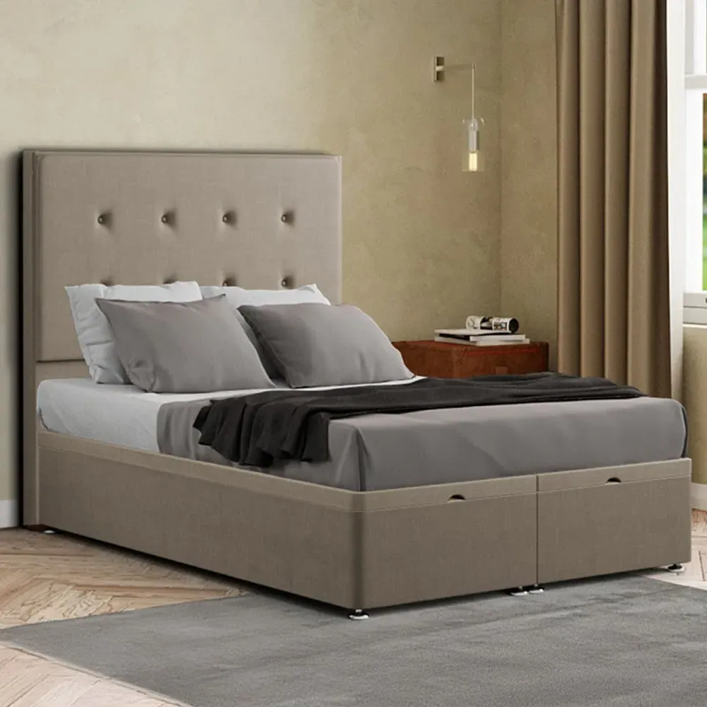 Darlington Double Ottoman Bed with Storage - Cream, Malham Weave