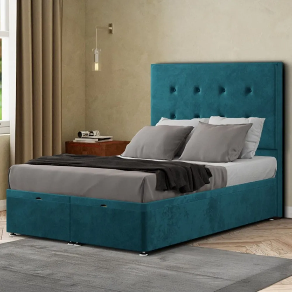 Darlington Double Ottoman Bed with Storage - Green, Plush
