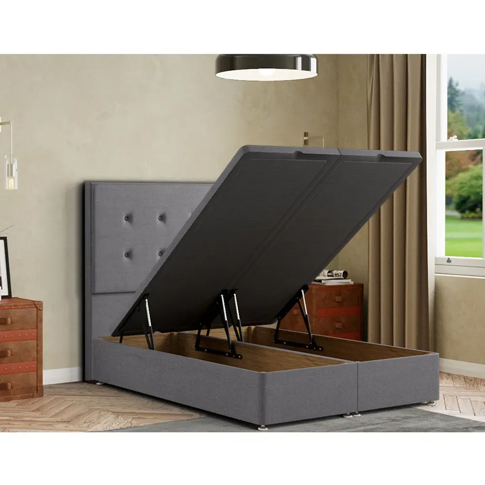 Darlington Double Ottoman Bed with Storage - Grey, Linen