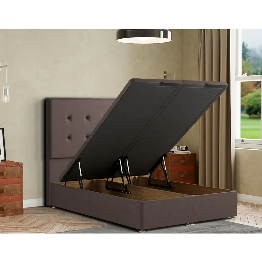 Darlington Double Ottoman Bed with Storage - Grey, Malham Weave