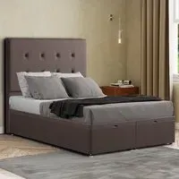 Darlington Double Ottoman Bed with Storage - Grey, Malham Weave