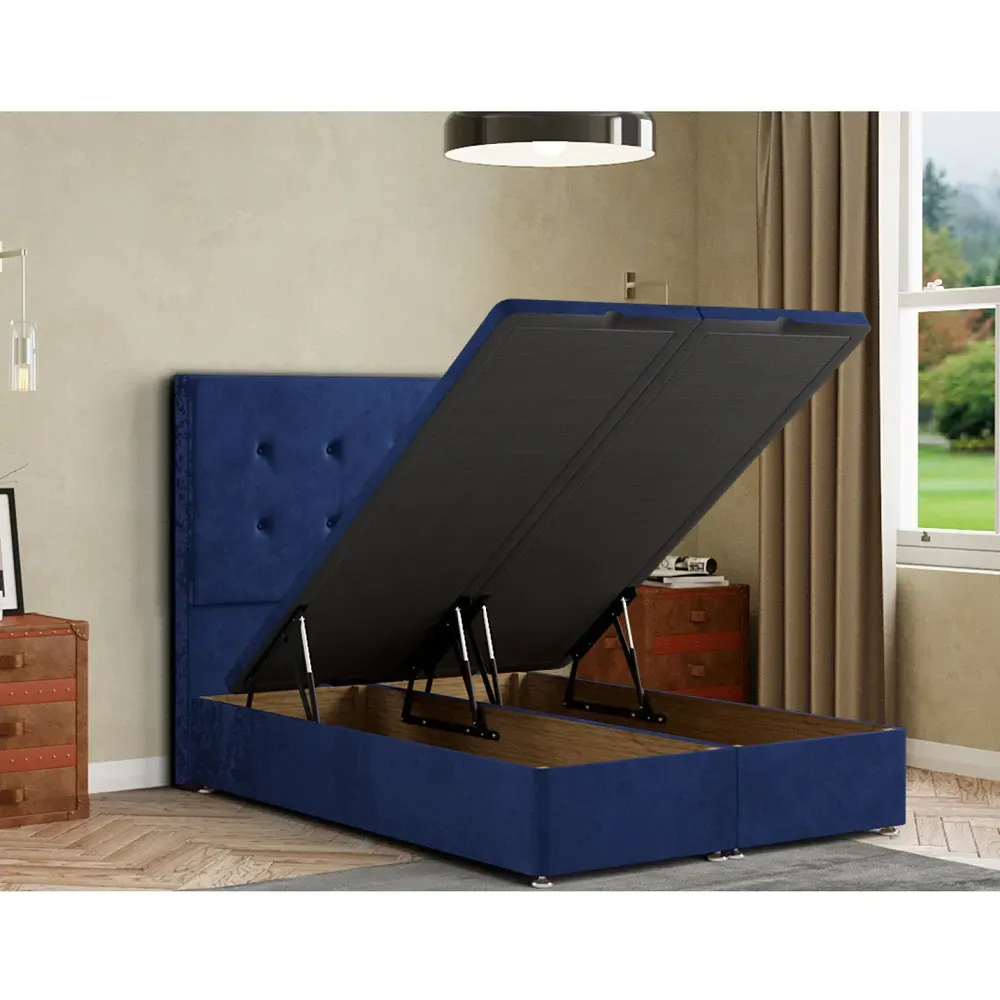 Darlington Double Ottoman Bed with Storage - Navy, Plush