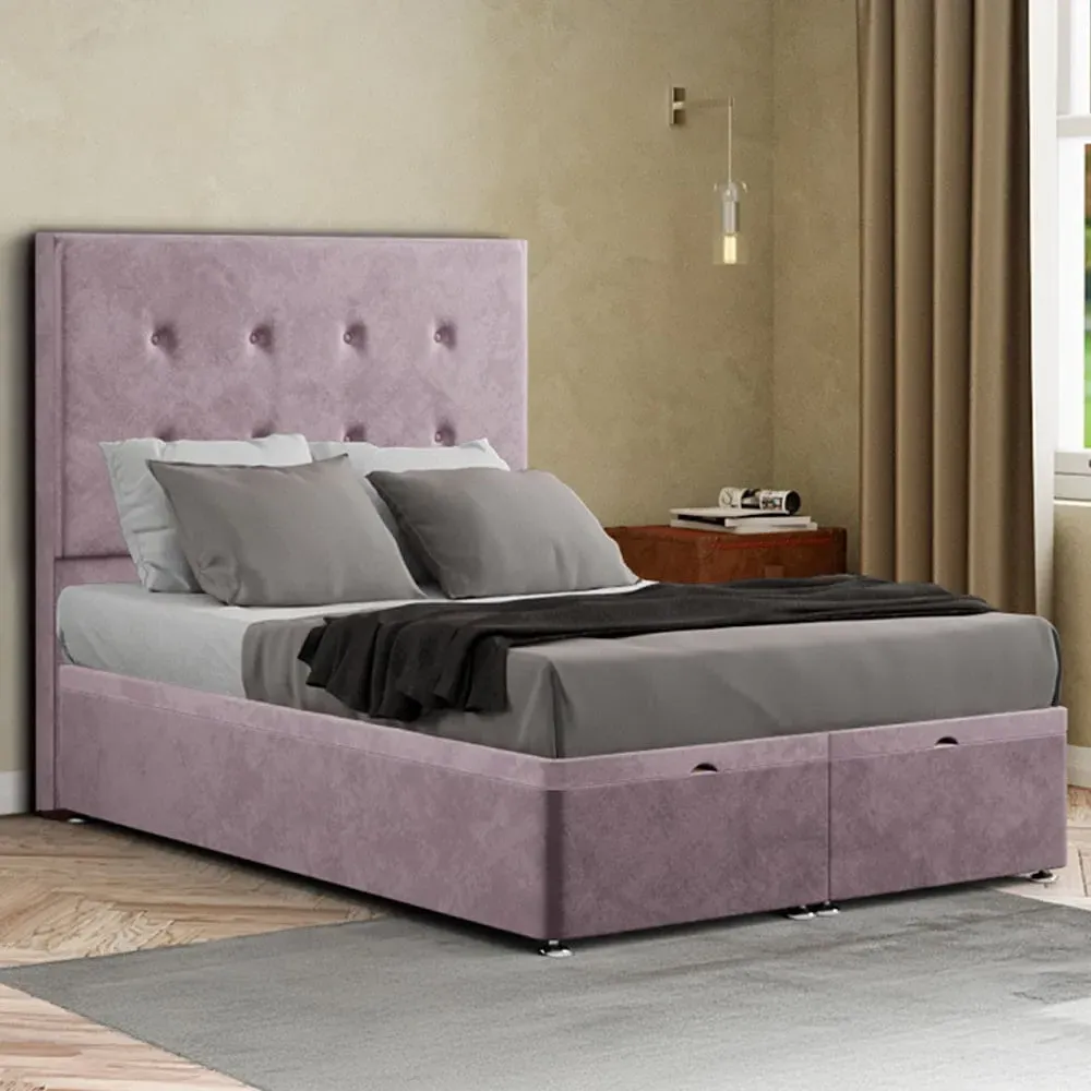 Darlington Double Ottoman Bed with Storage - Pink, Plush