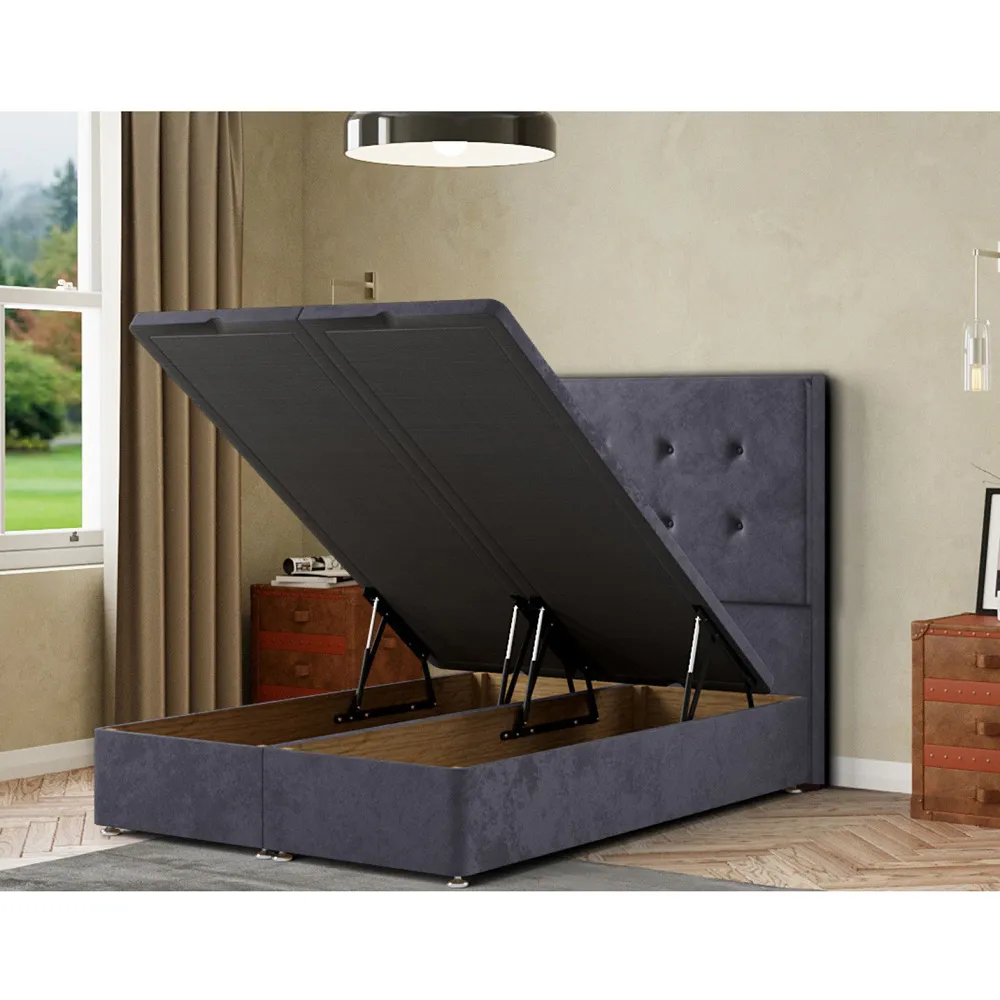 Darlington Double Ottoman Bed with Storage - Steel, Plush