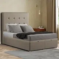 Darlington King Size Ottoman Bed with Storage - Beige, Linen