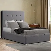 Darlington King Size Ottoman Bed with Storage - Grey, Linen