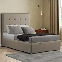 Darlington Single Ottoman Bed with Storage - Cream, Linen