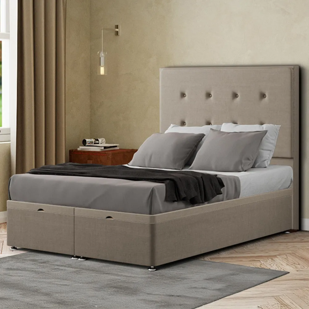 Darlington Single Ottoman Bed with Storage - Cream, Linen