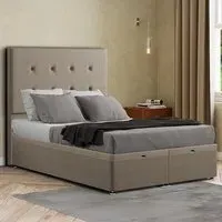 Darlington Single Ottoman Bed with Storage - Cream, Malham Weave