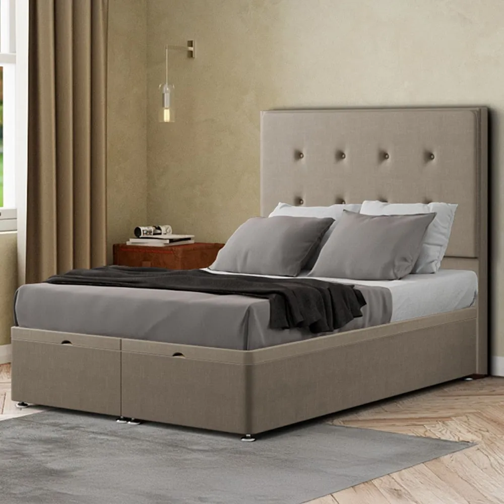 Darlington Single Ottoman Bed with Storage - Cream, Malham Weave image