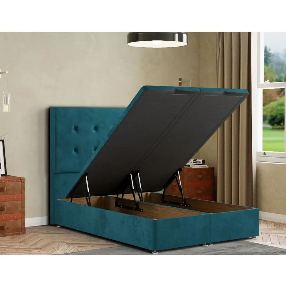 Darlington Single Ottoman Bed with Storage - Emerald, Plush