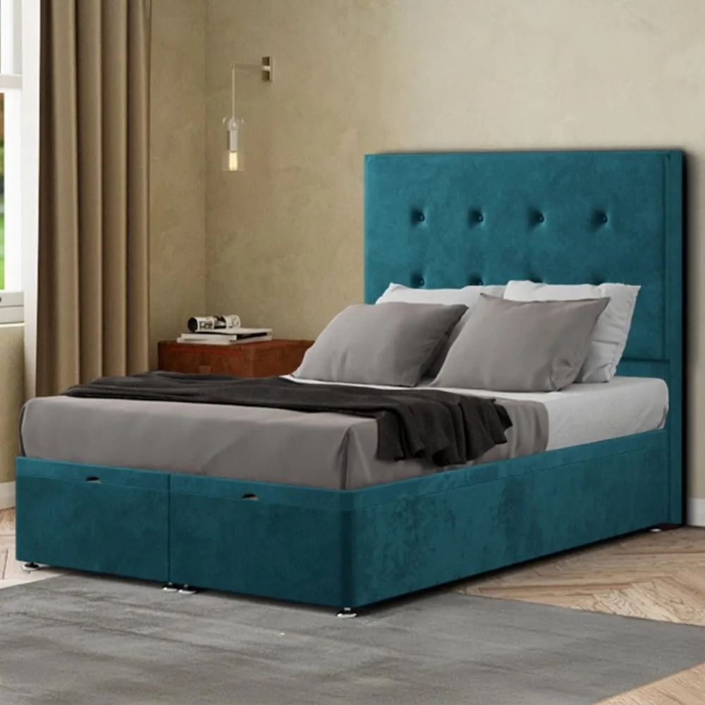 Darlington Single Ottoman Bed with Storage - Emerald, Plush